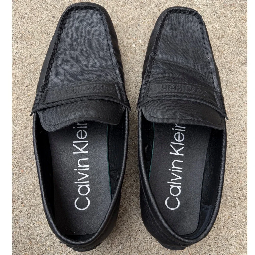 Calvin Klein Mens Oliver Black Textile Driving Loafers CMOLIVER3-R Size 10.5